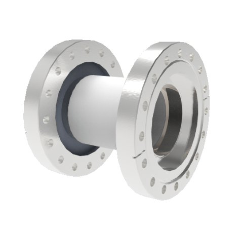 60kV Ceramic Vacuum Break, Electrical Isolator, 2.5 Inch Insulator ID, Rated From -55°C to 450°C, Break on CF6.00 Conflat Flanges