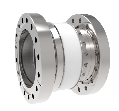 20kV Ceramic Vacuum Break, Electrical Isolator, 4.0 Inch Insulator ID, Cryogenic Rated -269°C to 450°C, Break CF6.0 Rotatable Conflat