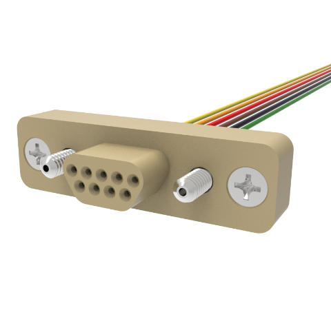 Micro D+, 9 Pin Air Side Plug, 96 Inch Cable Assembly, 250V, 3 Amp