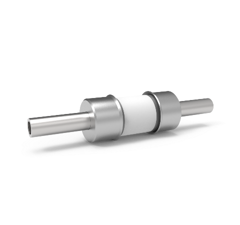 Plasma Break, Helical Ceramic Isolator with Customizable End Fittings, Helix Length 2.33 Inches, Tube ID 0.85 Inches, Inconel 625 Tube